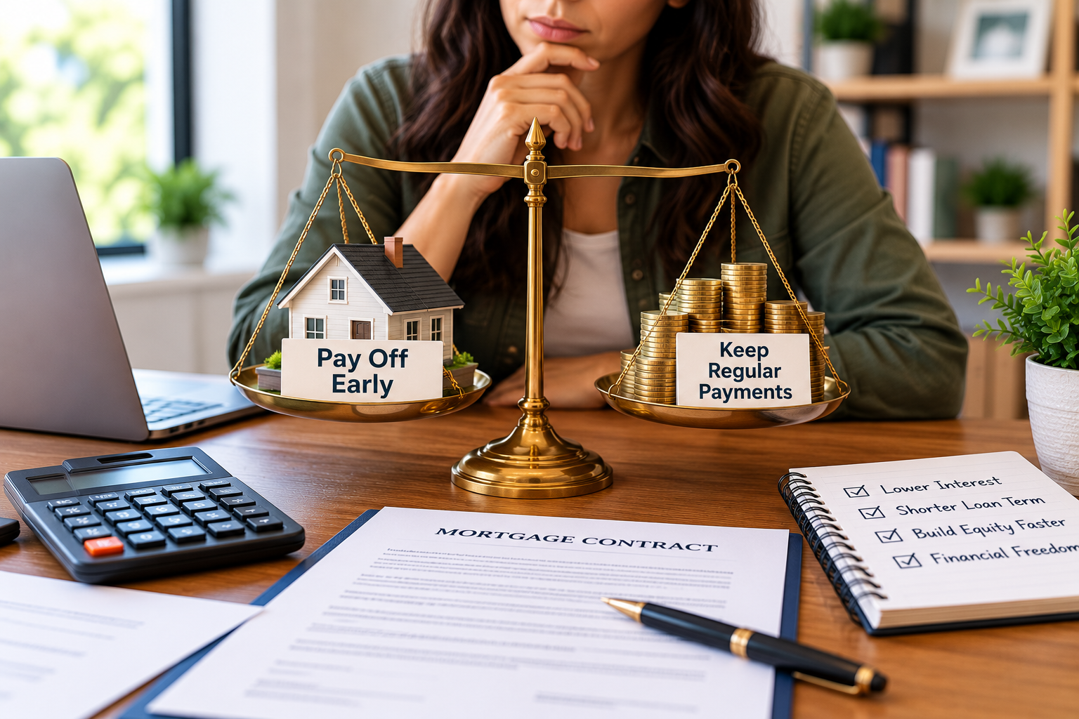 A person weighing the options between a 15-year and 30-year mortgage