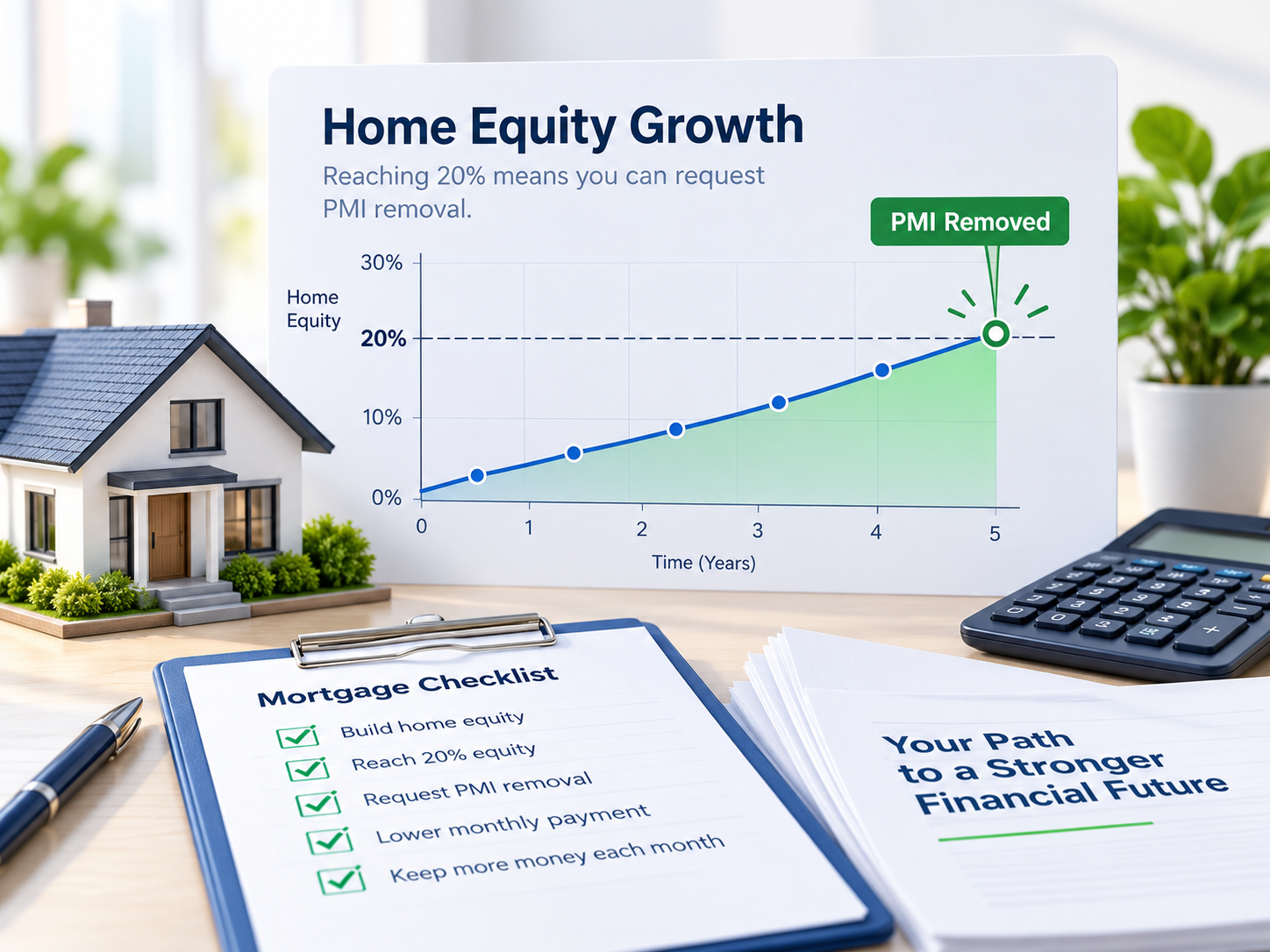 A chart showing how a mortgage payment drops after PMI is removed